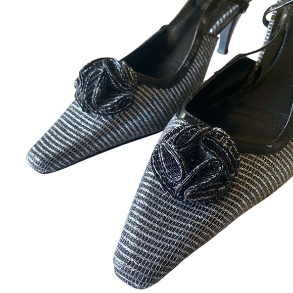 J.Renee Elisha Slingback Kitten Heels Black/Silver Patterned Women’s Size 12M - Picture 9 of 16